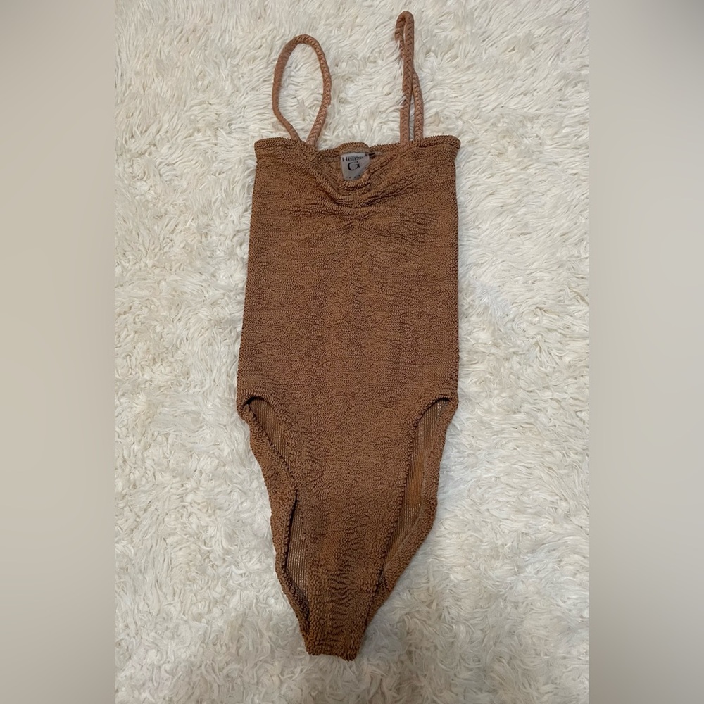 Hunza G Brown Textured One-Piece Swimsuit